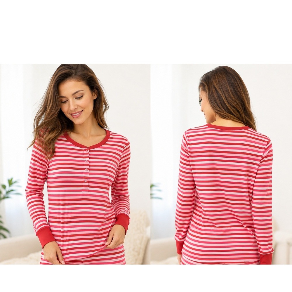 Kate Spade New York Pajama Top Womens Small Red‎ White Multicolor Stripes Soft
